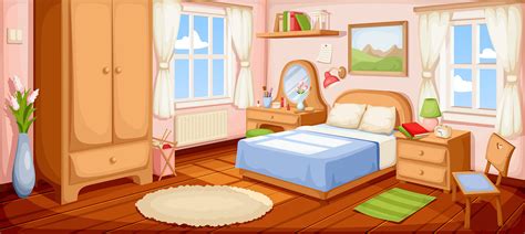 Cozy cartoon bedroom. Vector illustration. :: Behance