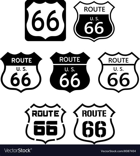 Route 66 Set Royalty Free Vector Image - VectorStock