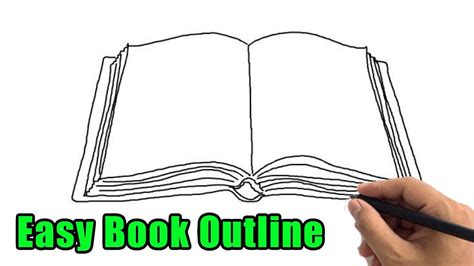 How to Draw a Book Sketch: Step by Step Open Book Outline Drawing for Beginners Easy to Follow ...