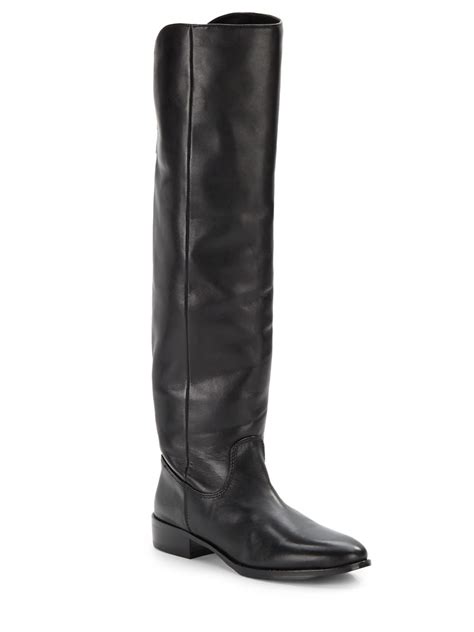 Lyst - Saks Fifth Avenue Knee-high Leather Back-zip Boots in Black