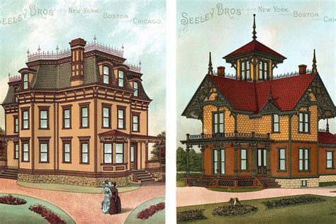 See some popular exterior color schemes for 18 Victorian houses (1886) - Click Americana