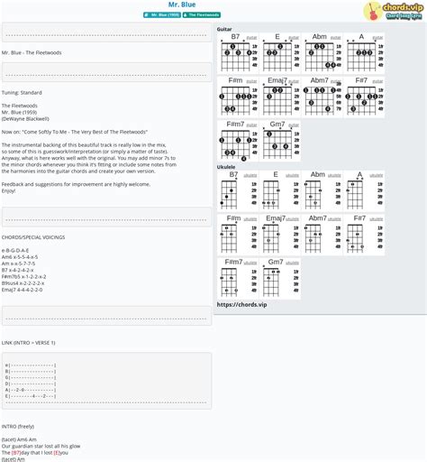 Chord: Mr. Blue - tab, song lyric, sheet, guitar, ukulele | chords.vip