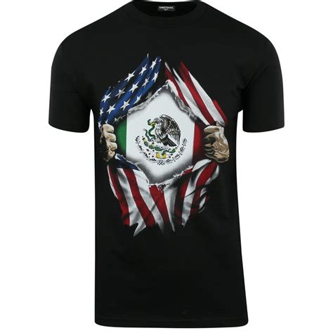 ShirtBANC - ShirtBANC Mexican USA Flag Mens Shirts Mexican American Culture USA Love (Black, L ...