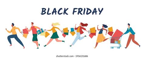 People Shopping On Black Friday Sale Stock Vector (Royalty Free) 1956131686 | Shutterstock