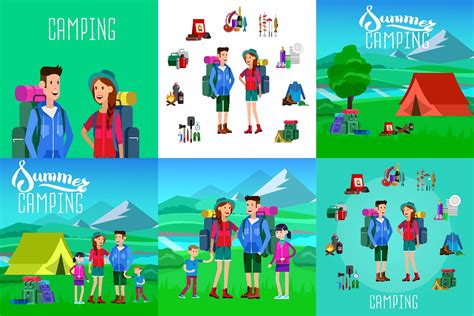 Camping characters & object set | Food Illustrations ~ Creative Market