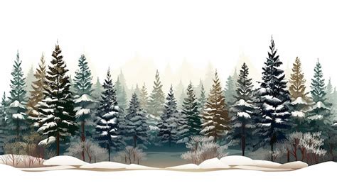 Premium AI Image | winter forest background isolated on white background