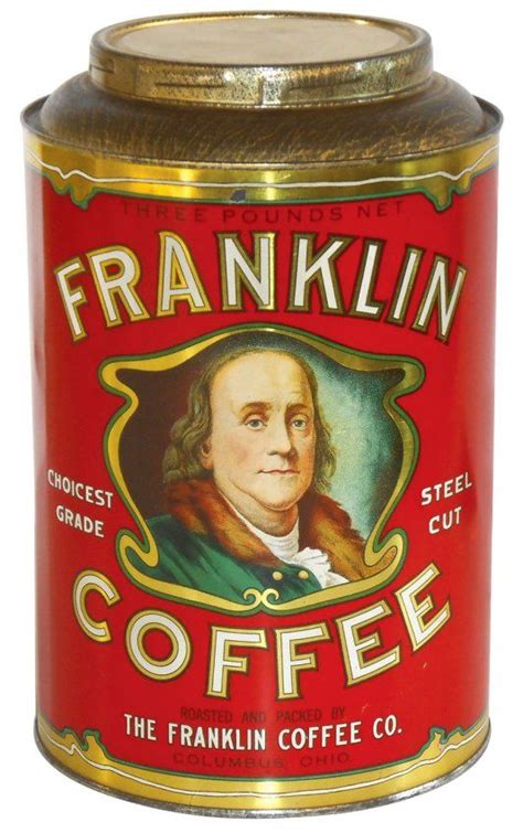 Country store coffee tin, Franklin Coffee 3# w/Ben Vintage Coffee Shops, Vintage Tins, Vintage ...