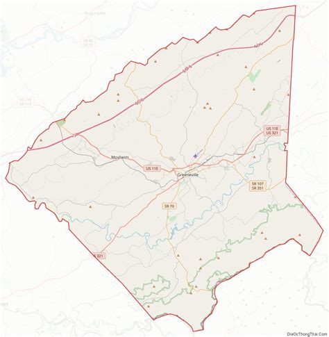 Map of Greene County, Tennessee - Thong Thai Real