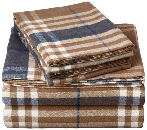 Pinzon 160 Gram Plaid Flannel Sheet Set - King, Brown Plaid 841710118339 | eBay