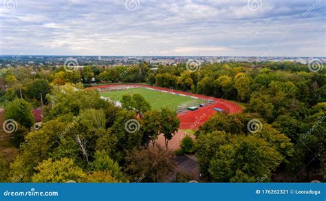 Aerial View of the Football Field. Stock Image - Image of color, field ...