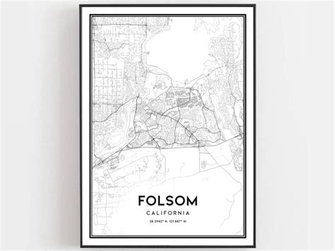 Folsom Map Print Folsom Map Poster Wall Art Ca City Map - Etsy