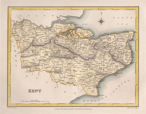 Kent Antique Maps, Old Maps of Kent, Vintage Maps of Kent, UK