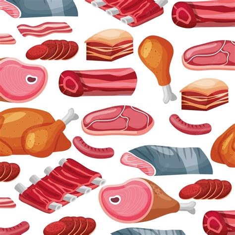 Premium Vector | Meat pattern background