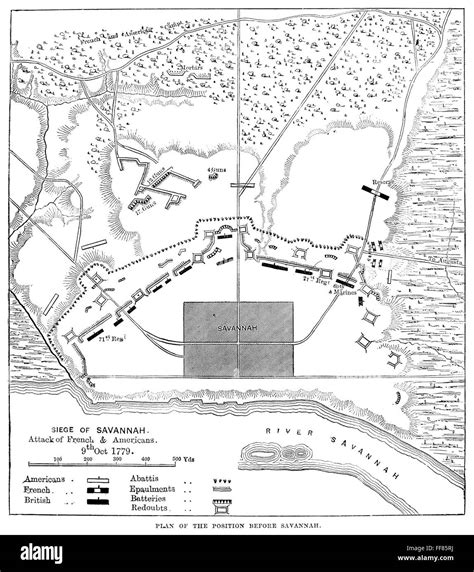 SAVANNAH SIEGE MAP, 1779. /nEngraved map, 19th century, of the Siege of Savannah, Georgia ...