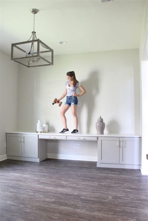 DIY Office Built-in Desk with Shaker Doors - Frills and Drills