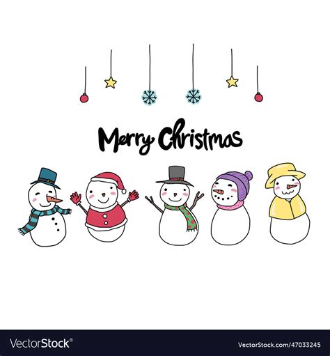 Snowman merry christmas cartoon Royalty Free Vector Image