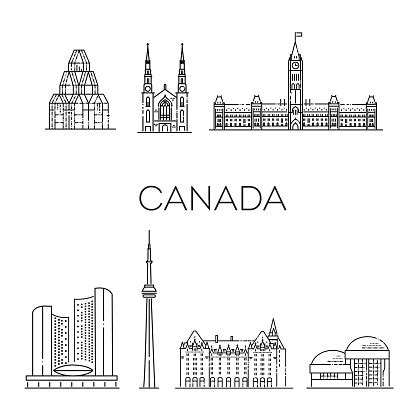 Canada Architecture Line Skyline Illustration Stock Illustration - Download Image Now - Tower ...