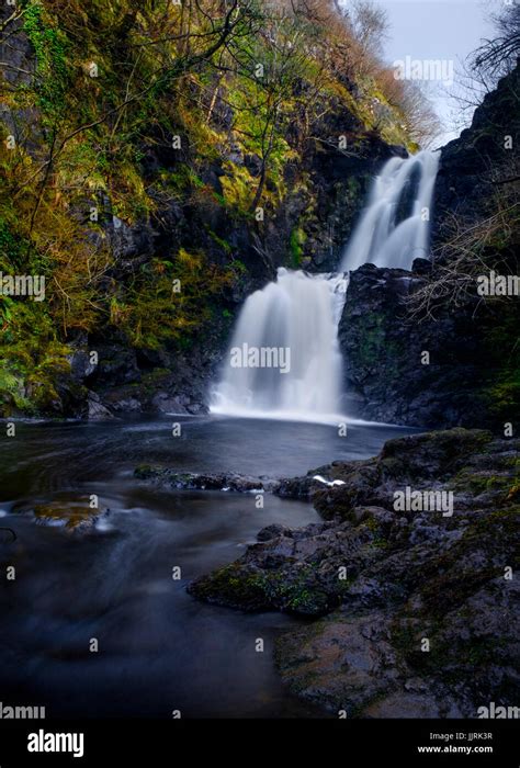 SCOTLAND - CIRCA APRIL 2016: The River Rha Waterfalls close to Uig in ...