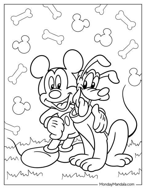 Mickey Mouse And Pluto Coloring Pages