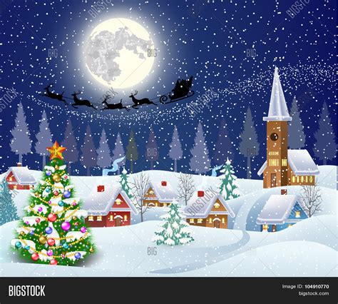 Snowy Village Vector & Photo (Free Trial) | Bigstock