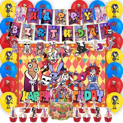 THE AMAZING DIGITAL Circus Birthday Party Decoration Balloons Banner Cake Topper £10.90 ...