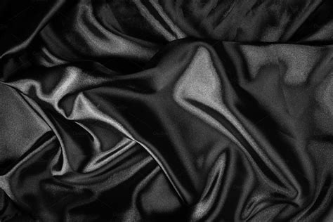 Shiny black satin fabric featuring background, fabric, and black ...