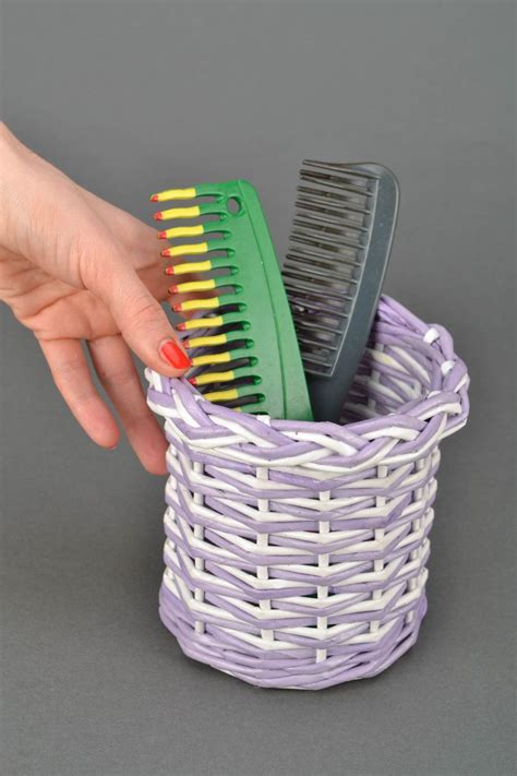 BUY Newspaper woven hair brush holder 2065586715 - HANDMADE GOODS at MADEHEART.COM