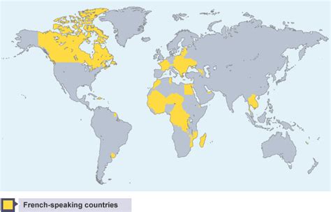 French Speaking Countries Map Labeled