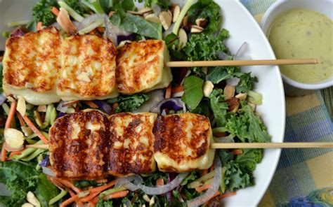 Grilled Halloumi Cheese with Salad