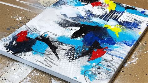 Abstract Mixed Media Painting Demo / Acrylic Art Tutorial How-To Demonstration / "Trials" 093 ...