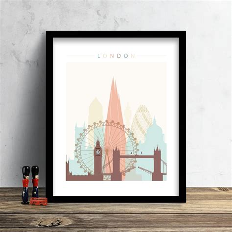 London Skyline Print Watercolor Print London Wall Art - Etsy