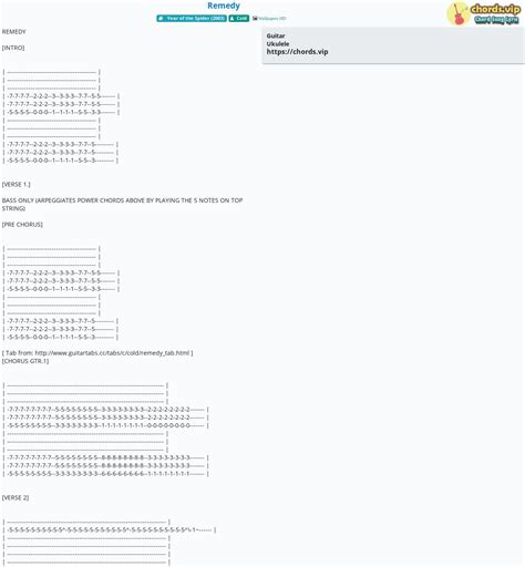 Chord: Remedy - tab, song lyric, sheet, guitar, ukulele | chords.vip