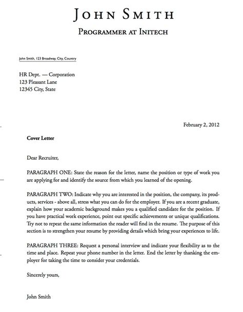 Download Cover Letter Format