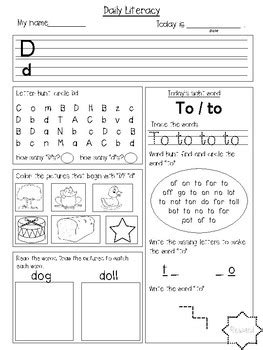 Alphabet + Sight Words Writing Worksheets (24 worksheets) by Tatiana