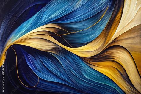 Abstract blue and gold modern wallpaper, vibrant colors textured ...