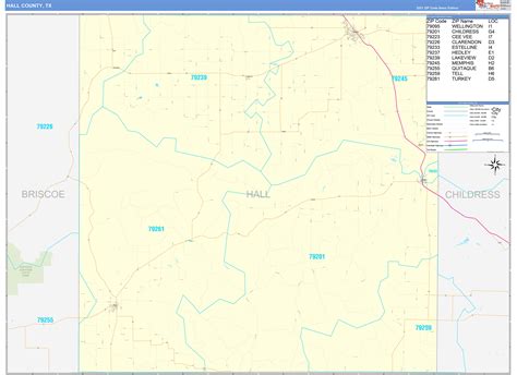 Hall County, TX Zip Code Wall Map Basic Style by MarketMAPS - MapSales.com