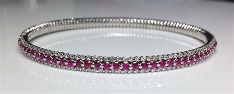 Estate 14K White Gold 5.68 CTW Diamond & Ruby Bangle Bracelet 14.5 Grams | Ruby bangles, White ...