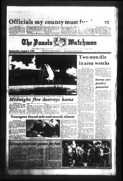 The Panola Watchman (Carthage, Tex.), Vol. 110, No. [87], Ed. 1 Wednesday, August 3, 1983 - The ...