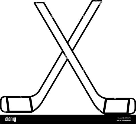 Two crossed hockey sticks icon , outline style Stock Vector Image & Art - Alamy