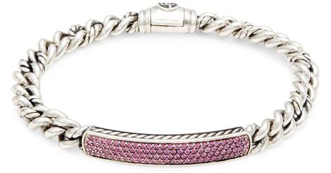 David Yurman Sterling Silver & Pink Sapphire Bracelet in Metallic | Lyst