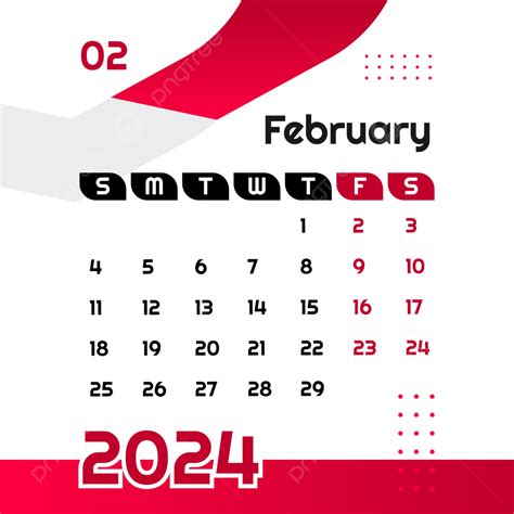 February 2024 Calendar Vector Design, February 2024, February 2024 Calendar, Calendar 2024 PNG ...