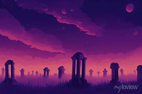 Creepy graveyard, halloween background, concept art, digital • wall stickers cadaver, vector ...