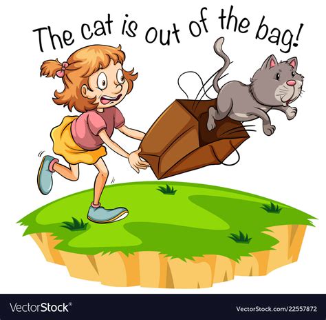 Cat is out of the bag Royalty Free Vector Image