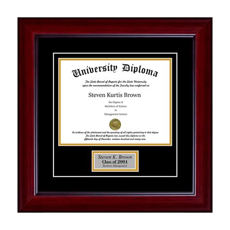 Personalized Single Diploma Frame with Double Matting for 17" x 11 ...