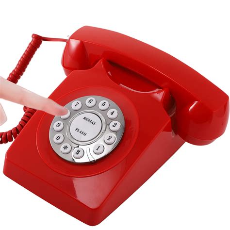 Buy YOUEON Retro Rotary Landline Phone, Classic Red Rotary Phone, Old Fashioned Rotary Dial ...