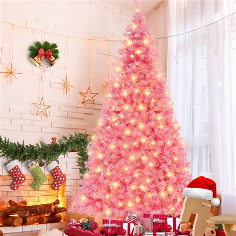 7.5FT Artificial Prelit Christmas Tree, iFanze Full Xmas Pine Tree with 1300 Branch Tips 300 ...