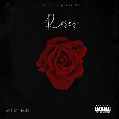 a red rose with the words roses on it