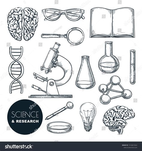 Science lab and chemistry research sketch vector illustration. Isolated hand drawn education ...