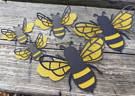 Set of 6 Large Bee Cutouts Birthday Decor,bee Decor, Baby Shower Bee ...