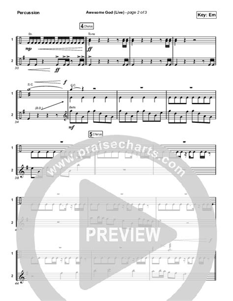 Awesome God (Live) Percussion Sheet Music PDF (Michael W. Smith ...